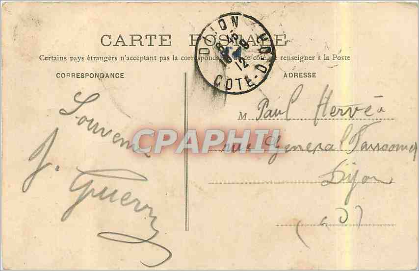 CPA Alise Sainte Reine La Cour de l'Hospice  — Rückseite