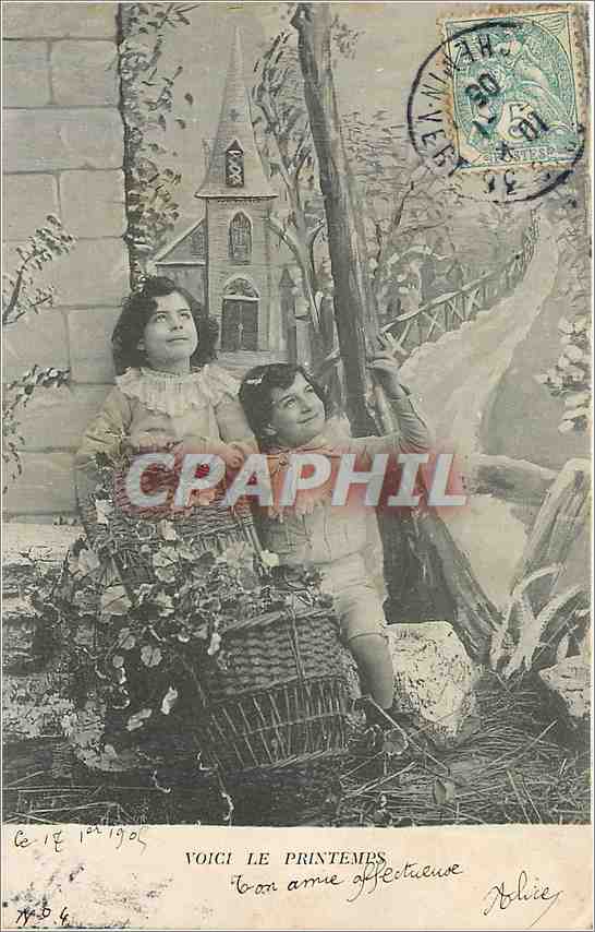 CPA Voici le Printemps Enfants