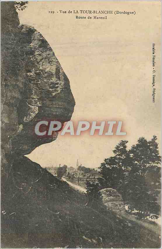 Vue de LA TOUR-BLANCHE (Dordogne) — Route de Mareuil — Imprimerie Frandon - O. Lombaix, Périgueux