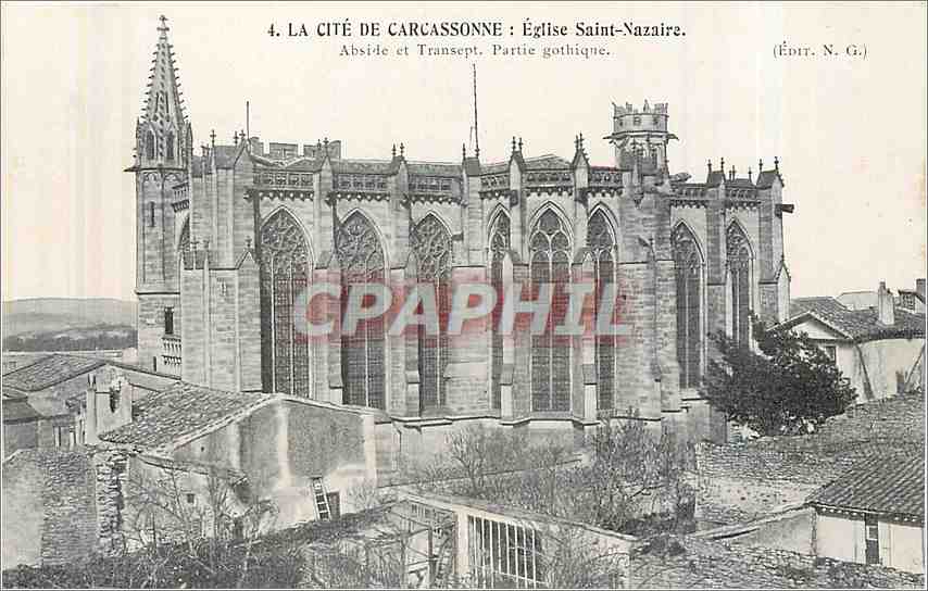 Carcassonne — Église Saint-Nazaire, Abside et Transept, Partie gothique — Éditeur N. G.
