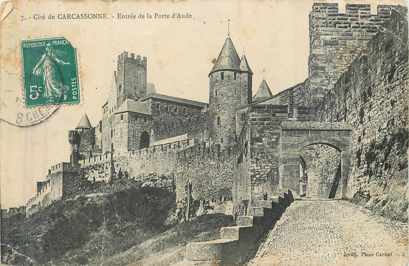 CPA Cite de Carcassonne Entree de la Porte d'Aude 
