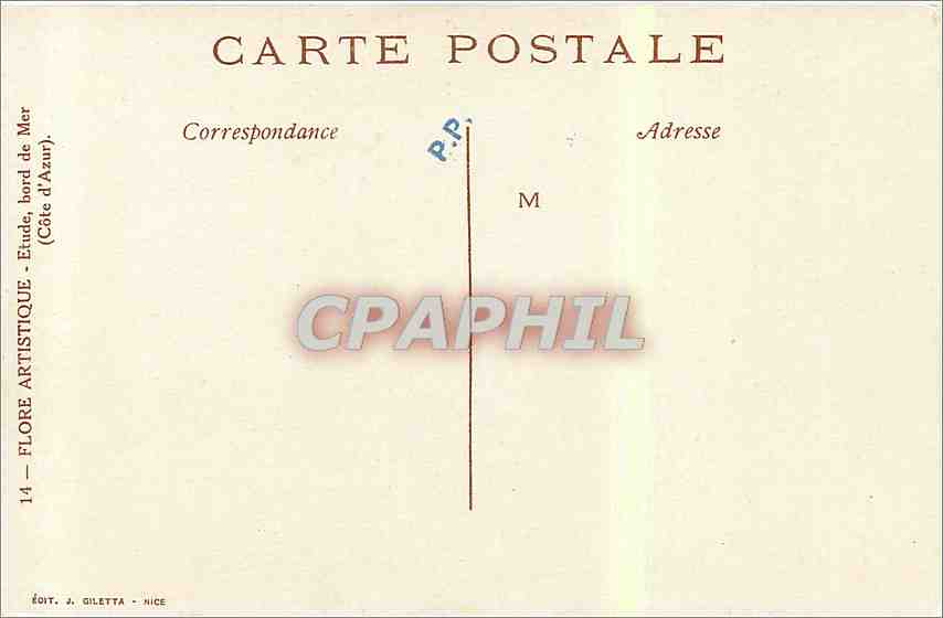 CPM Flore Artistique Etude bord de Mer Cote d'Azur  — Verso