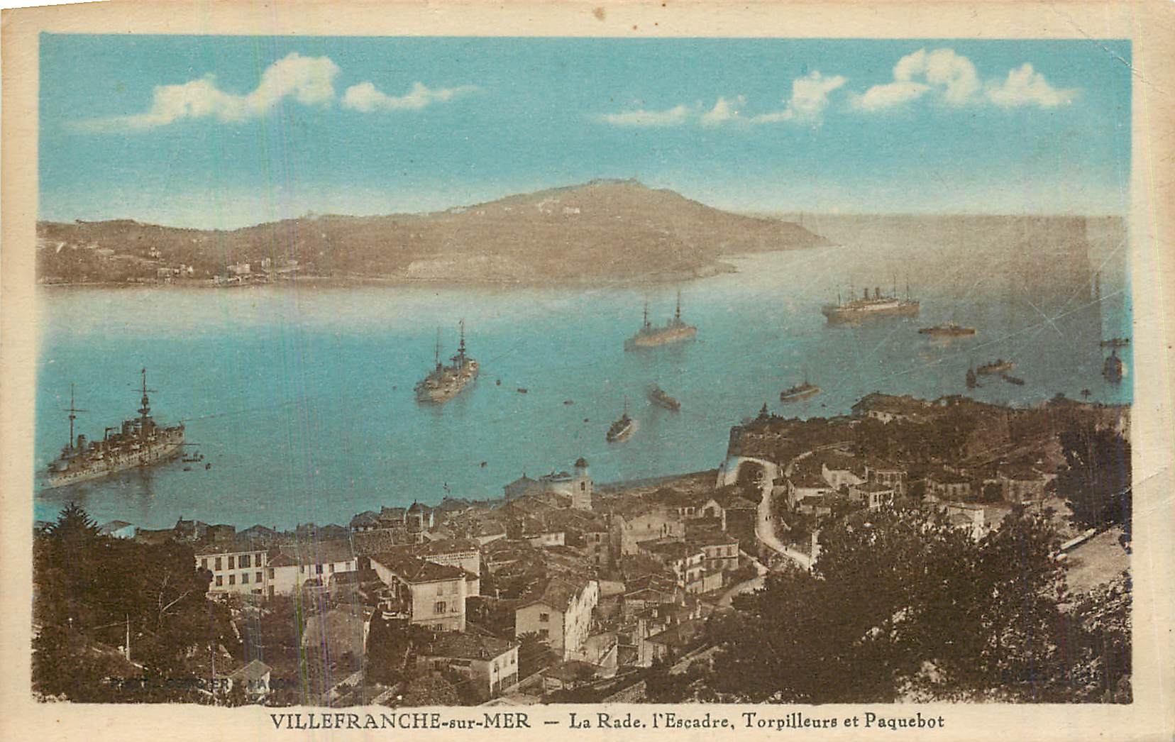 VILLEFRANCHE-sur-MER — La Rade, l'Escadre, Torpilleurs et Paquebot