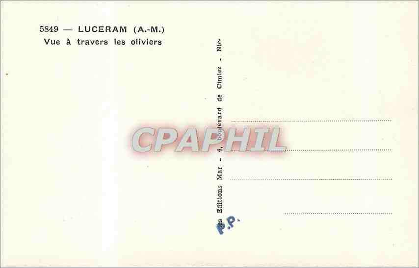 CPM Luceram AM Vue a travers les oliviers  — Rückseite