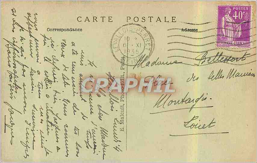 CPA Levallois Perret L'Eglise Evangelique de la Rue de Cormeille  — Rückseite