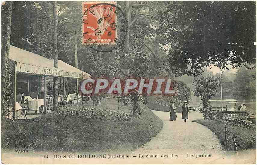 Bois de Boulogne (artistique) — Le chalet des Îles — Les jardins — F. Fleury, photo-imp. édit. Paris