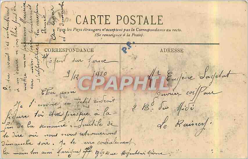 CPA Nogent sur Marne Vue sur la Maison Couvert  — Back