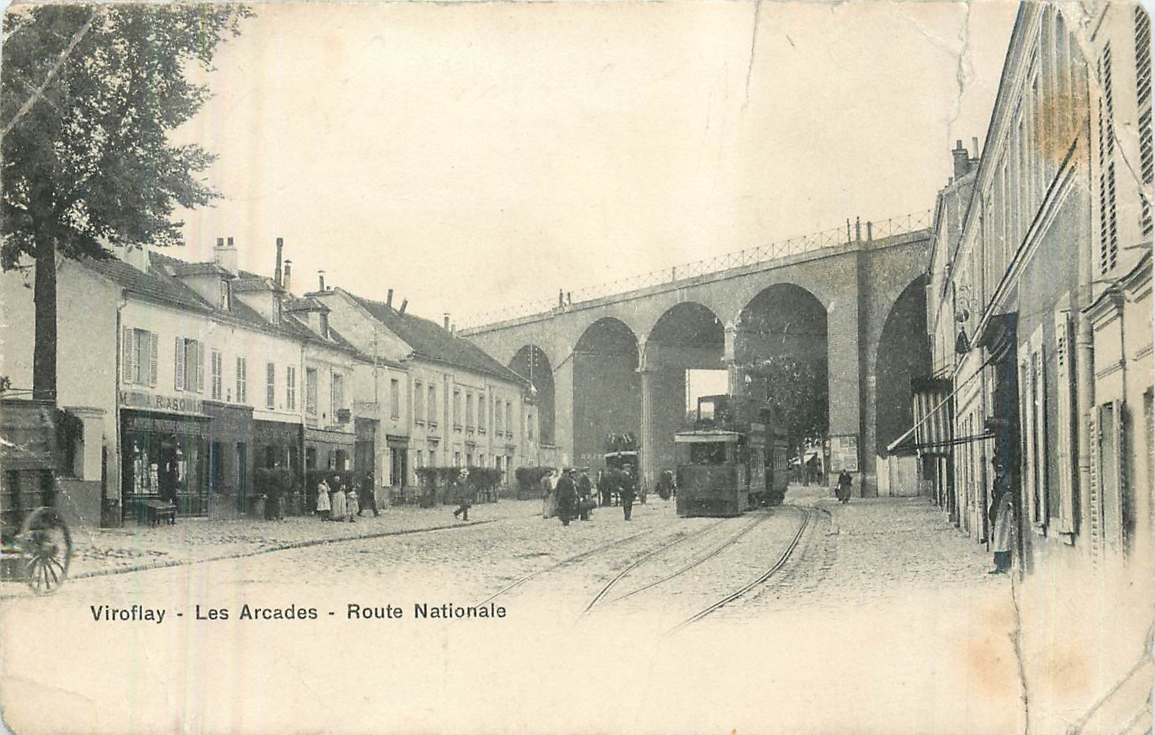 CPA Viroflay Les Arcades Route Nationale Tramway