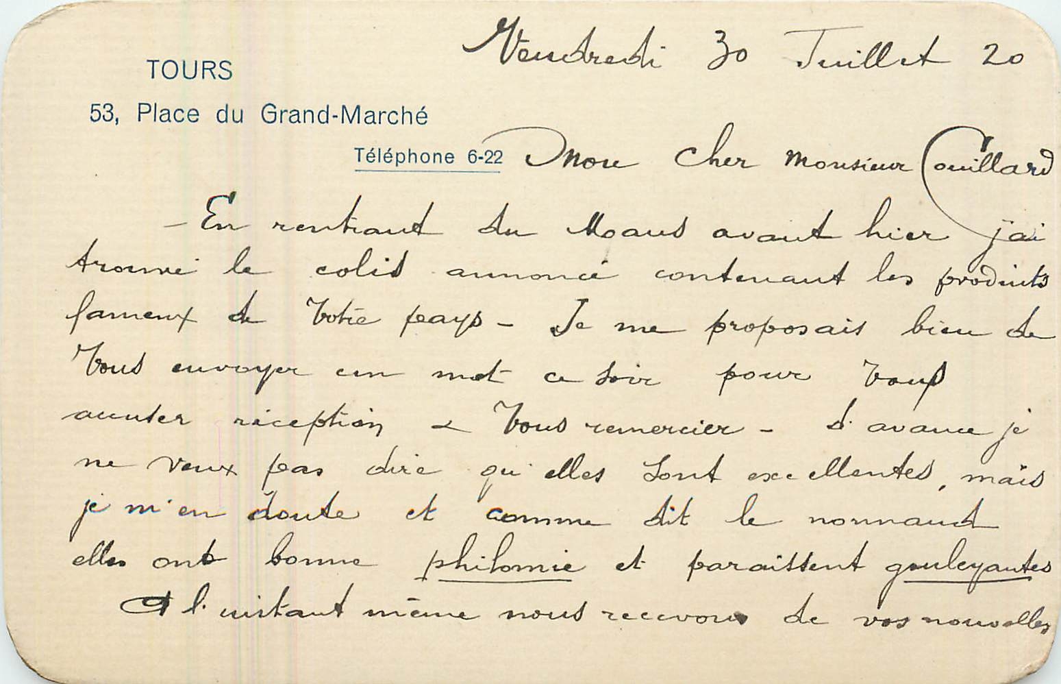 Carte de visite Tours Place du Grande Marche 