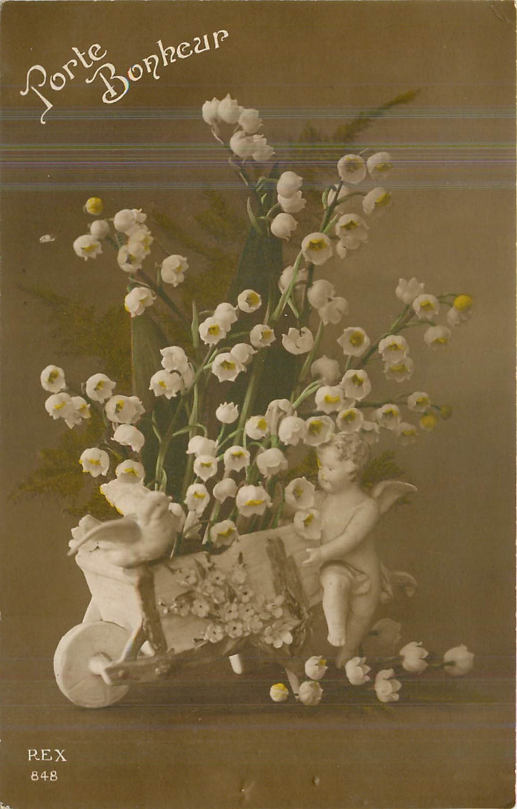 CPA Porte Bonheur Fleurs Santon