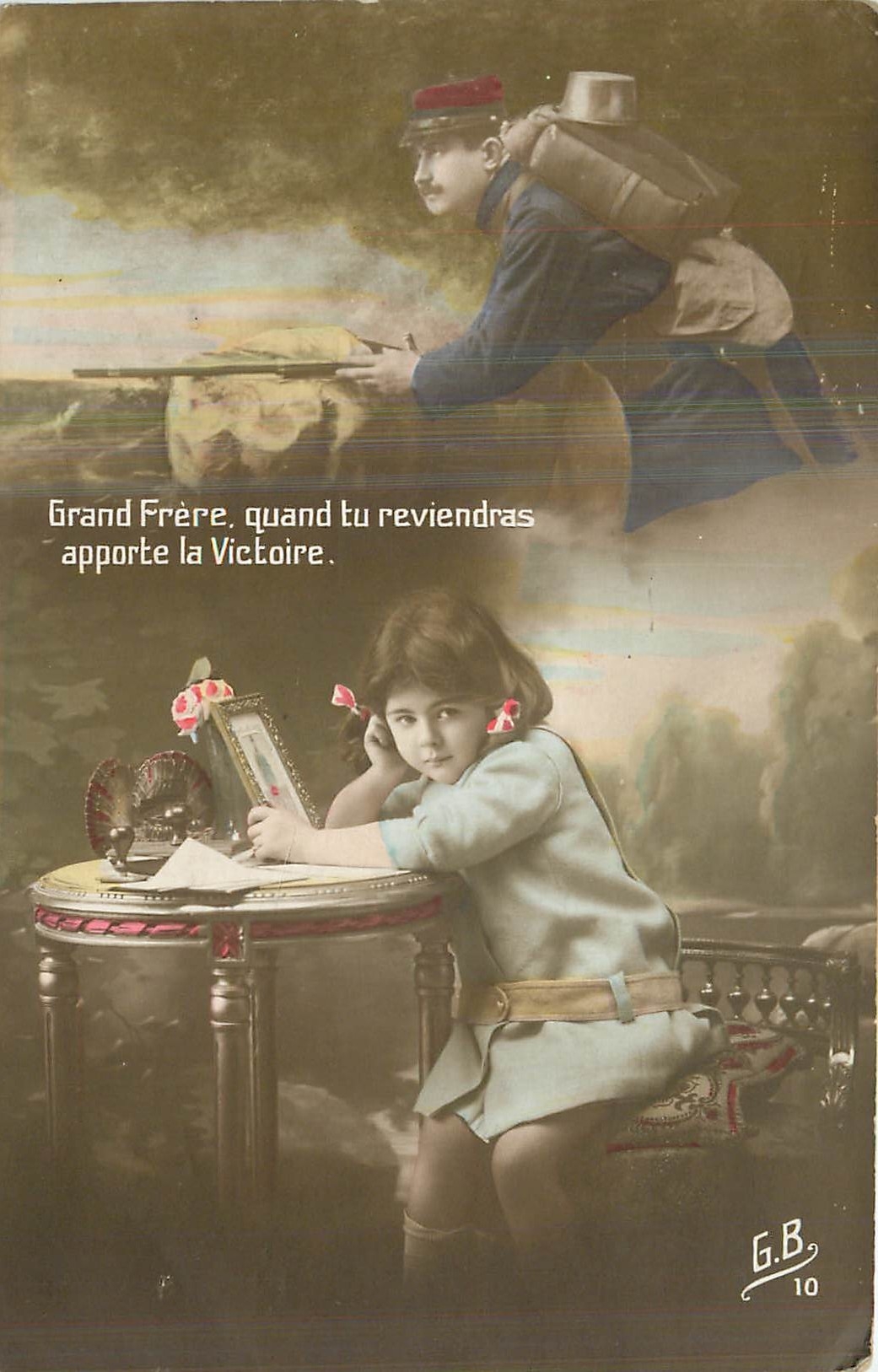 CPA Grand Frere quand tu reviendras apporte la Victoire Enfant Militaria