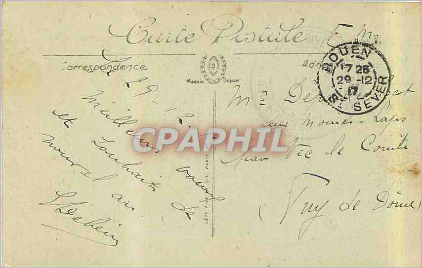 CPA Rouen Quai de Paris  — Verso