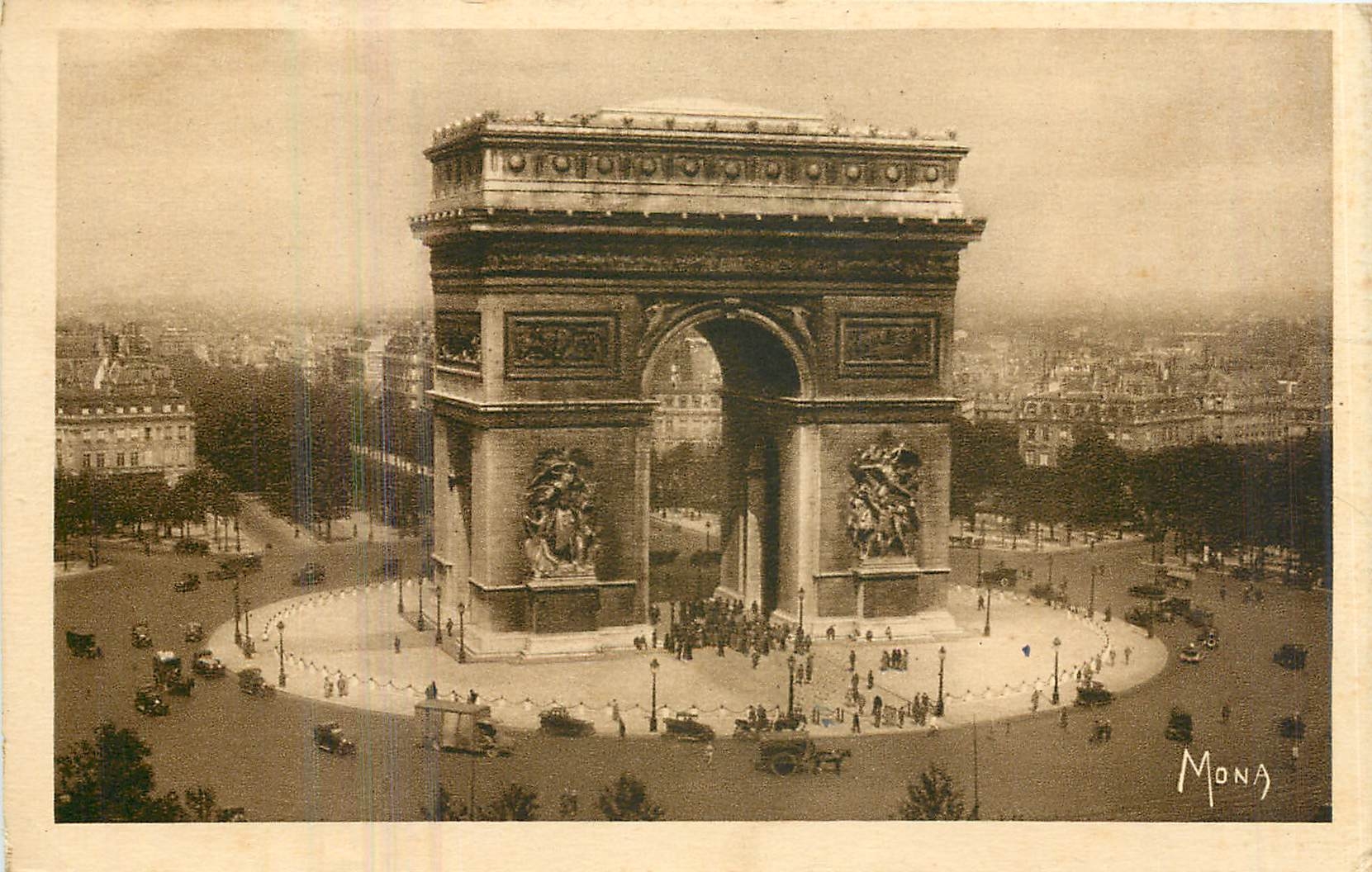 CPA Les Petits Tableaux de Paris La Place de l'Etoile et l'Arc de Triomphe 
