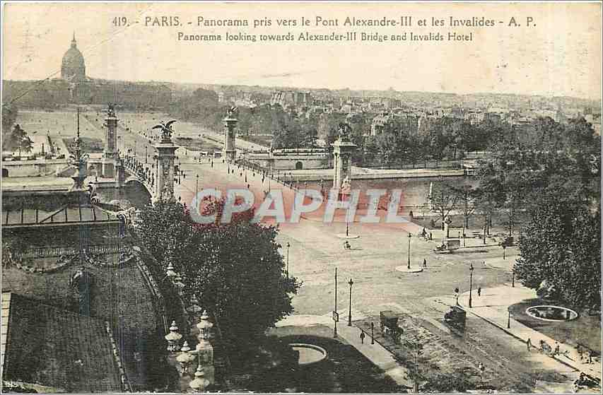 CPA Paris Panorama pris vers le Pont Alexandre III et les Invalides 