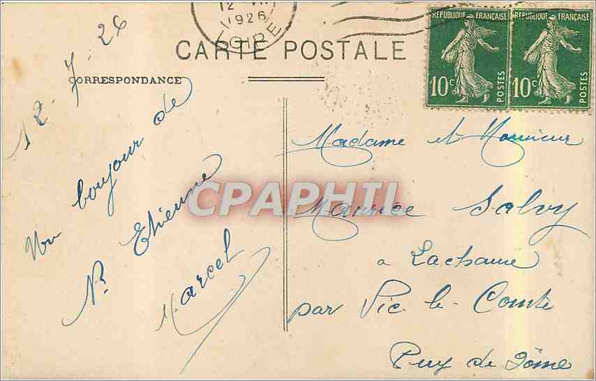 St-Étienne — La Place de l'Hôtel-de-Ville — CPAPHIL 965 — Verso