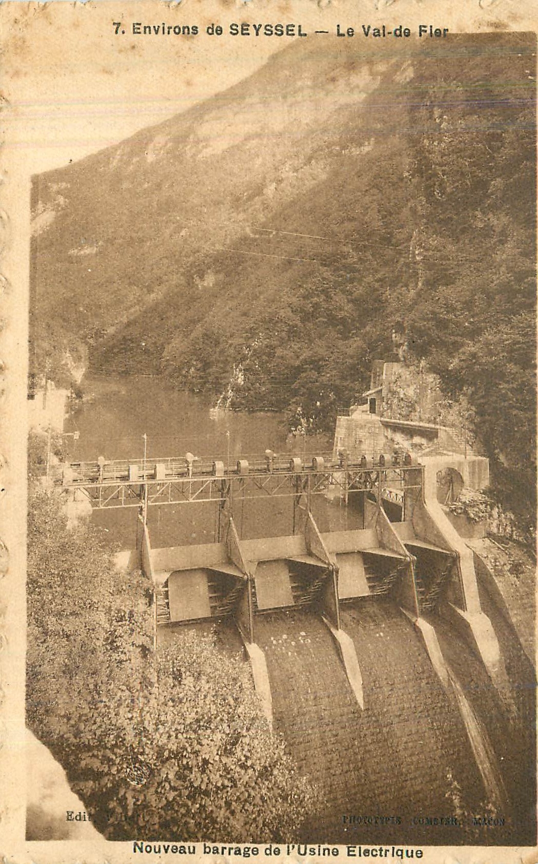 Environs de SEYSSEL — Le Val-de Fier — Nouveau barrage de l'Usine Électrique — Phototypies COMBETAK, MÉNÉN