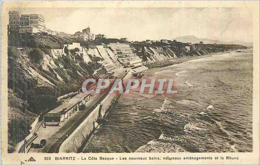 CPA Biarritz La Cote Basque Les nouveaux bains nouveaux amenagements et la Rhune 