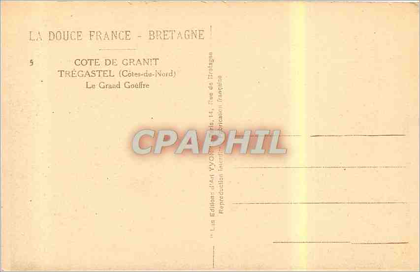 CPA Cote de Granit Tregastel Cotes du Nord Le Grand Gouffre  — Rückseite