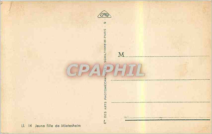CPA Jeune fille de Mietesheim Folklore — Rückseite