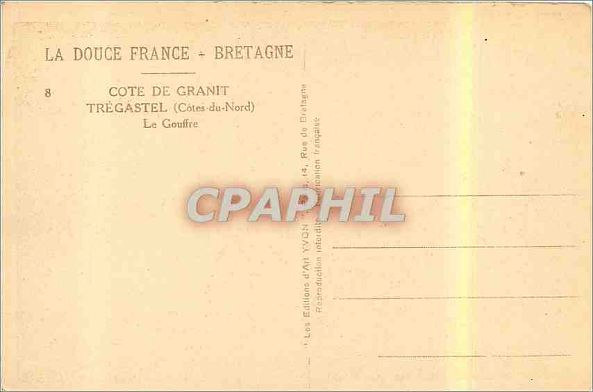 CPA Cote de Granit Tregastel Cotes du Nord Le Gouffre  — Rückseite