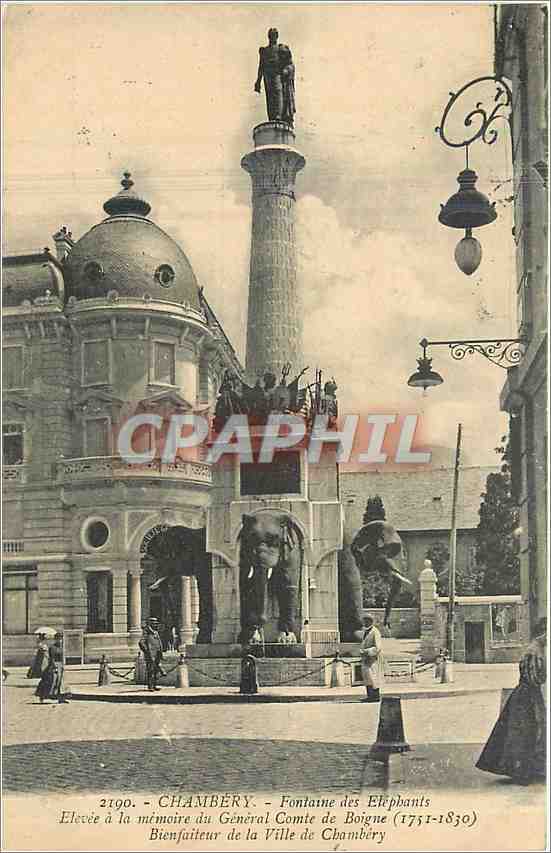CPA Chambery Fontaine des Elephants Elevee a la memoire du General Comte de Boigne 