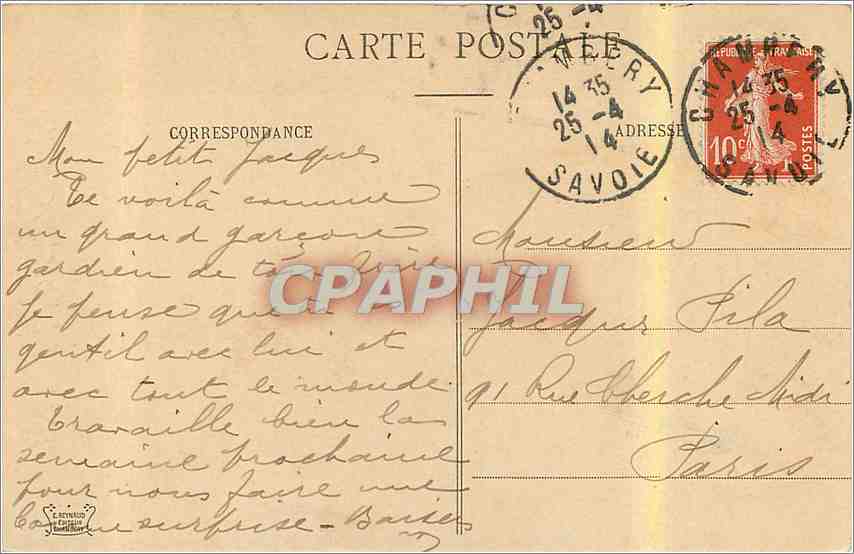 CPA Chambery Fontaine des Elephants Elevee a la memoire du General Comte de Boigne  — Rückseite