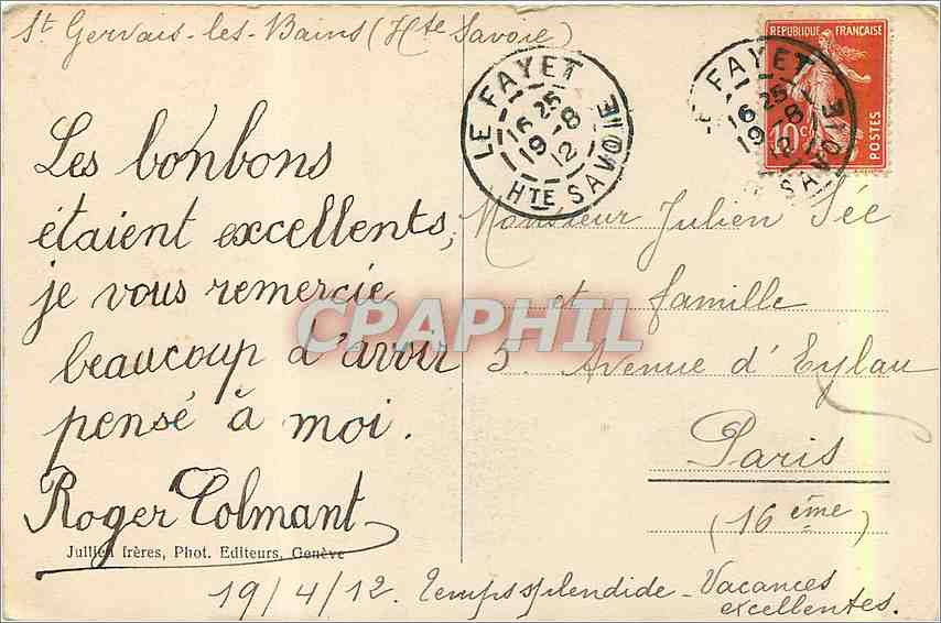 St Gervais — Pont sur le Bonnant et le Grand Hôtel de la Savoie — J.J. 2976 — Reverso