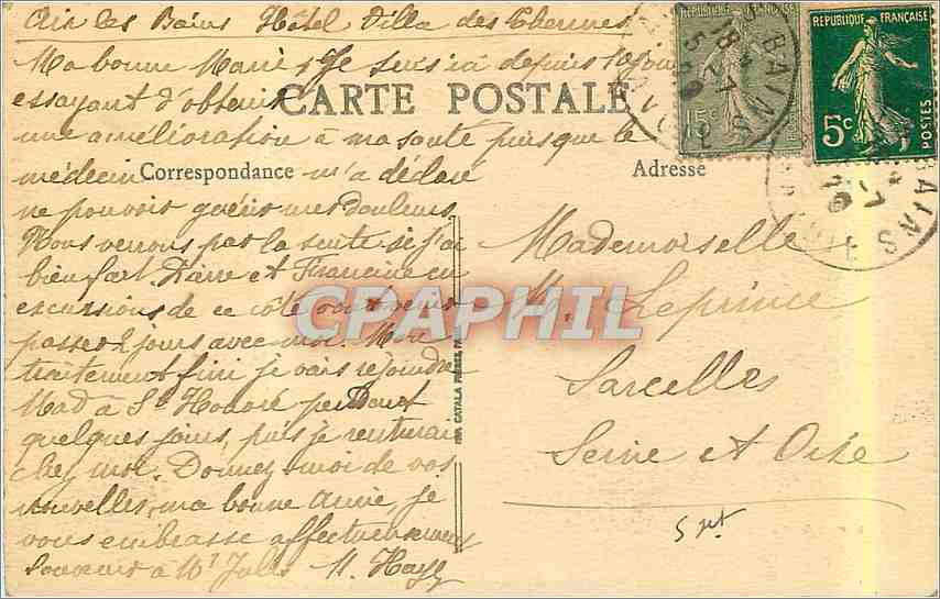 CPA La Savoie Aix les Bains Pension Chobert ou Lamartine  — Verso