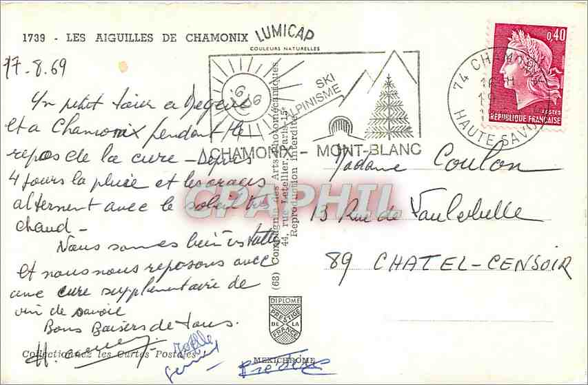 CPM Les Aiguilles de Chamonix  — Verso