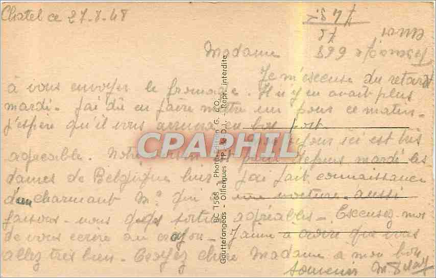 CPA Chatel Guyon Theatre Etablissement Thermal Hotels et Mont Chalusset  — Rückseite