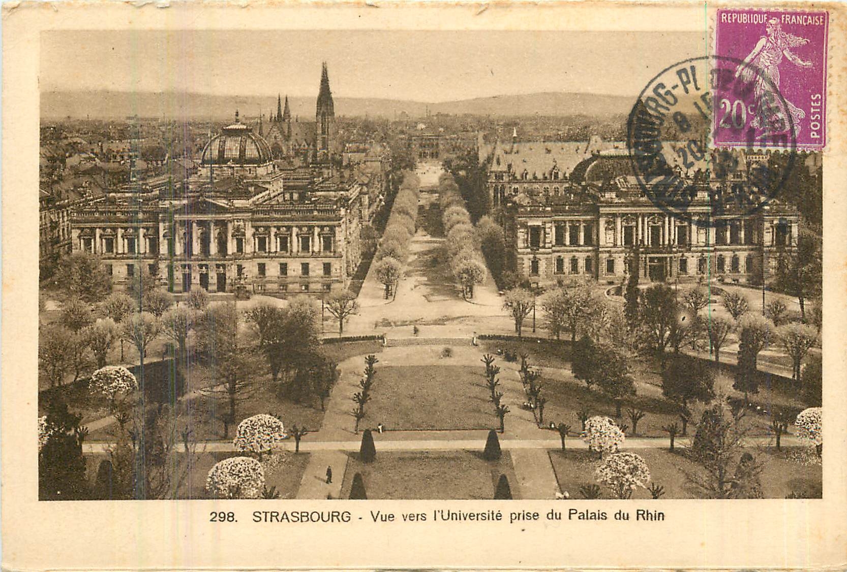 CPA Strasbourg Vue vers l'Universite prise du Palais du Rhin 