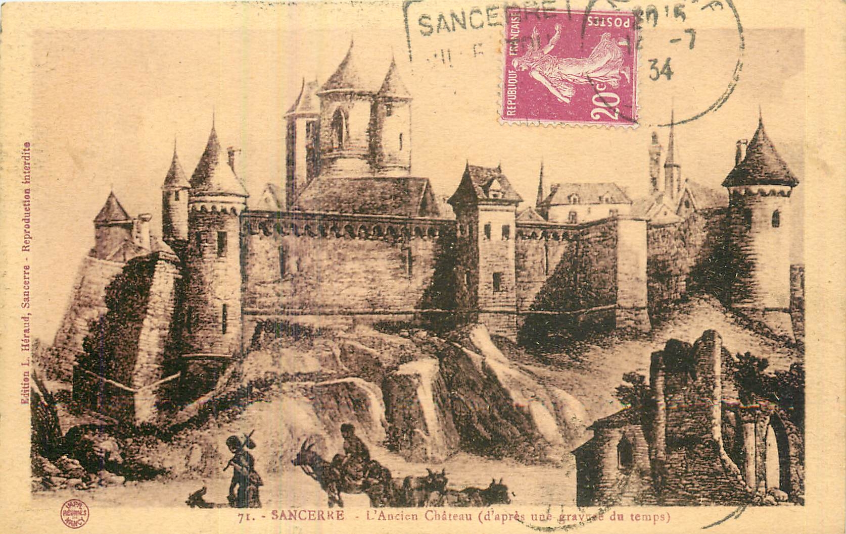 CPA Sancerre L'Ancien Chateau d'apres une gravure du temps 