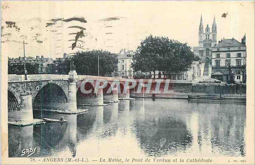 CPA Angers M et L La Maine Le Pont de Verdun et la Cathedrale 