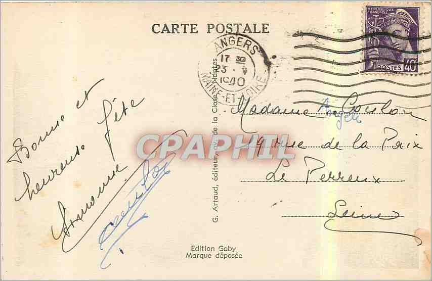 CPA Angers M et L La Maine Le Pont de Verdun et la Cathedrale  — Rückseite