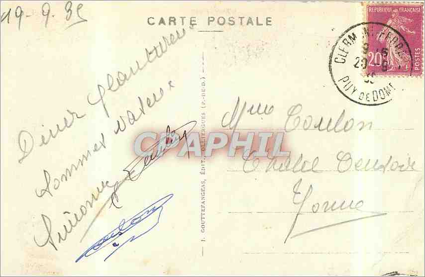 Chaîne des Dômes Nord avec leurs cratères — G. D'O 558 — G. GOUTTEFANGES, ÉDIT. GOUTTEFANGES (P.-BÉD.) — Verso