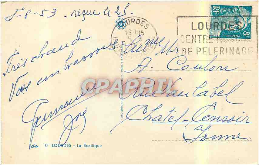 CPA Lourdes La Basilique  — Verso