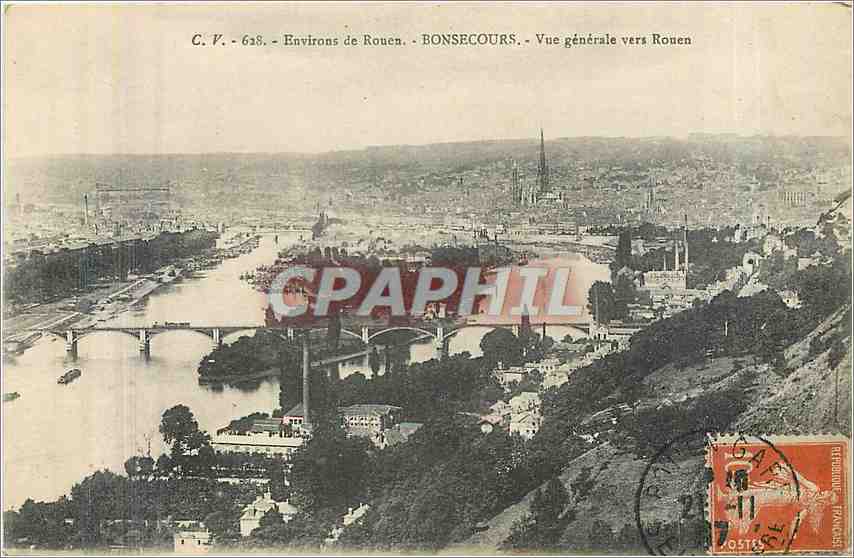 CPA Environs de Rouen Bonsecours Vue generale vers Rouen 