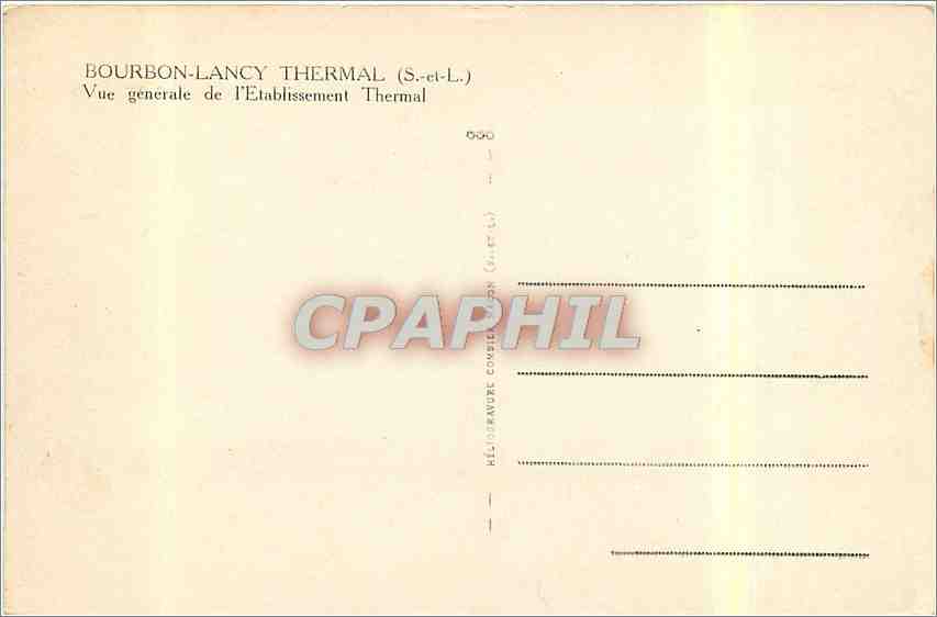 Bourbon-Lancy Thermal — Allgemeiner Blick auf die Thermalanlage — Verleger R. Rim — Rückseite
