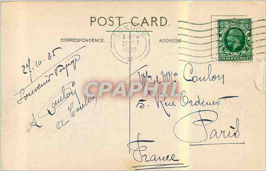 LONDRES. Maisons du Parlement et fleuve Thames — CPAPHIL No. 15 — Verso