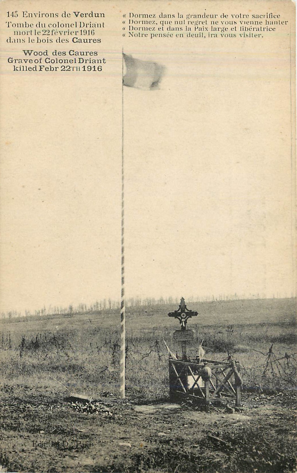 CPA Environs de Verdun Tombe du colonel Driant dans le bois des Caures Militaria