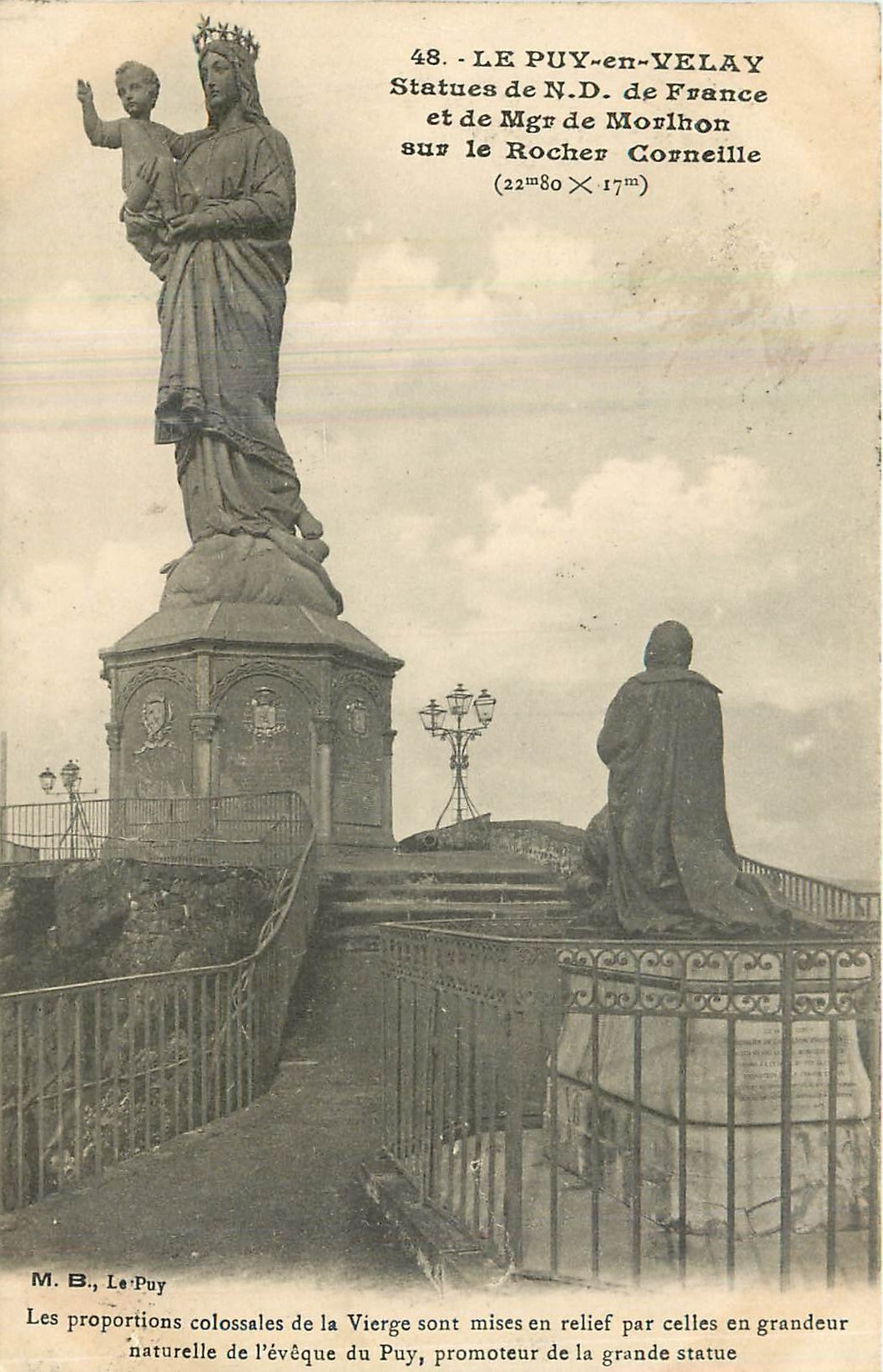 CPA Le Puy en Velay Statue de ND de France et de Mgr de Morlhon sur le Rocher Corneille 