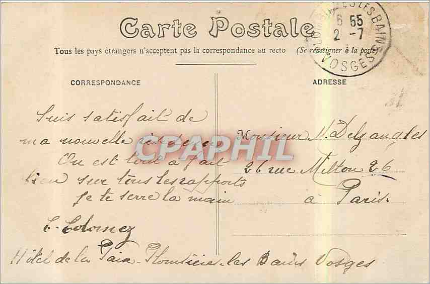 CPA Plombieres les Bains Place de l'Eglise cote Sud  — Rückseite
