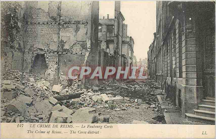 CPA Le Crime de Reims Le Faubourg Ceres Militaria