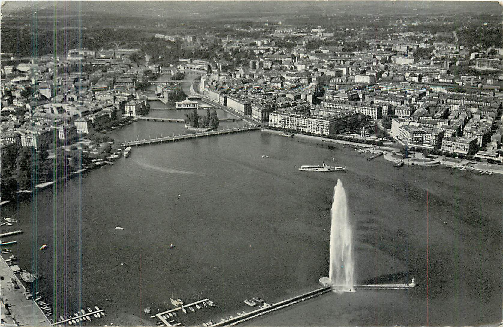 CPM Geneve Vue aerienne de la rade 