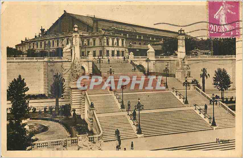 CPA Marseille Escaliers de la Gare 