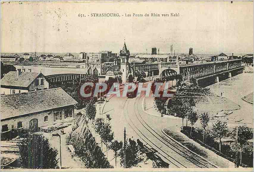 Strasbourg - Les Ponts du Rhin vers Kehl — éditeur 'Carte de la Géorgine', n° 651
