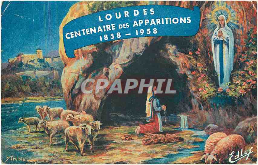 CPA Lourdes L'Apparition Reconstitution des lieux 