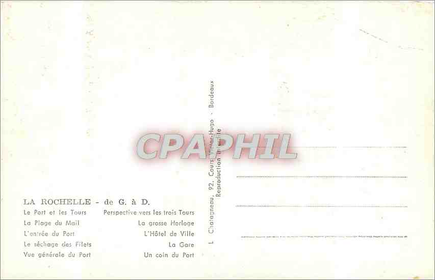 CPM La Rochelle de G a D Le Port et les Tours Perspective vers les trois Tours La Plage du Mail La g — Verso