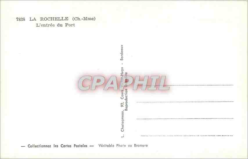 CPM La Rochelle Ch Mme L'Entree du Port  — Rückseite