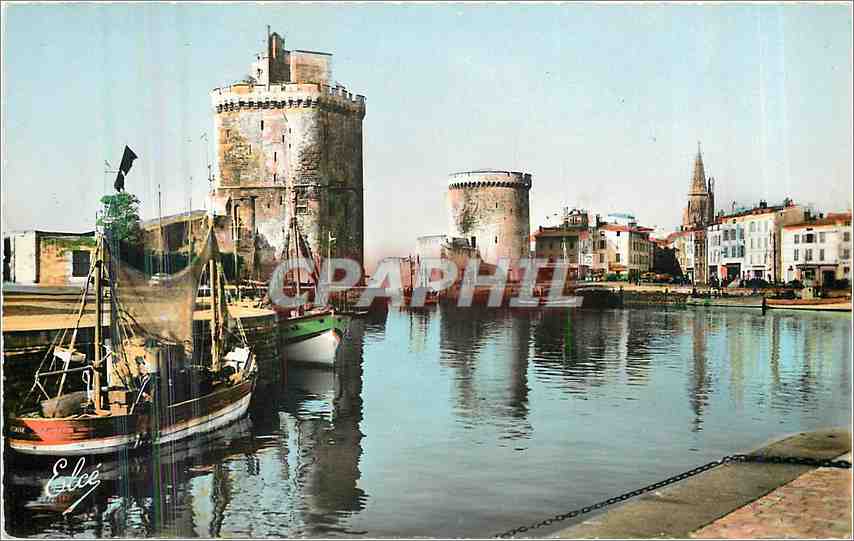 La Rochelle — Le port avec la Tour de la Lanterne et des bateaux — L. Chataigneau, Bordeaux